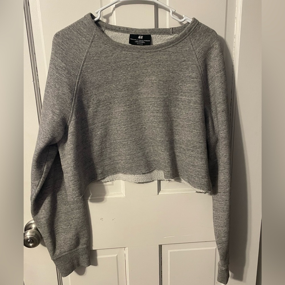 H&M Gray Cropped Sweatshirt
